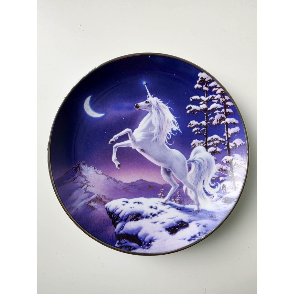 Franklin Mint Starlight Diamond Unicorn Collector Plate Steve Read RA2571 8"